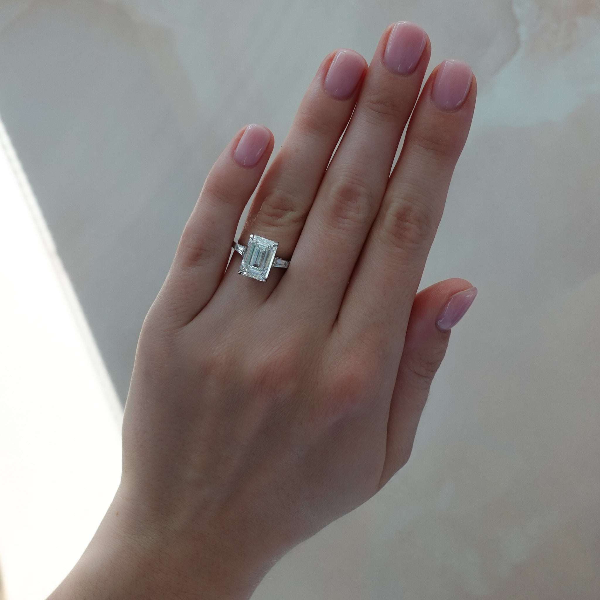 Marquise Shaped Three Stone Lab Grown Diamond Engagement Ring